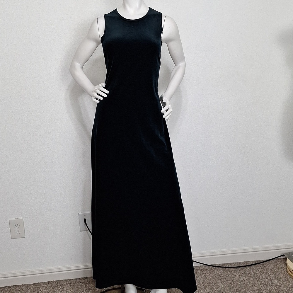 Jalate Vintage Dark Green Witchy Whimsigoth Sleeveless Velvet Maxi Dress Size L